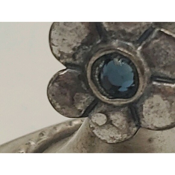 Silver Tone Brass Candlesticks Holders W/ Beads & Flower Charm Appx 3 - Picture 4 of 16